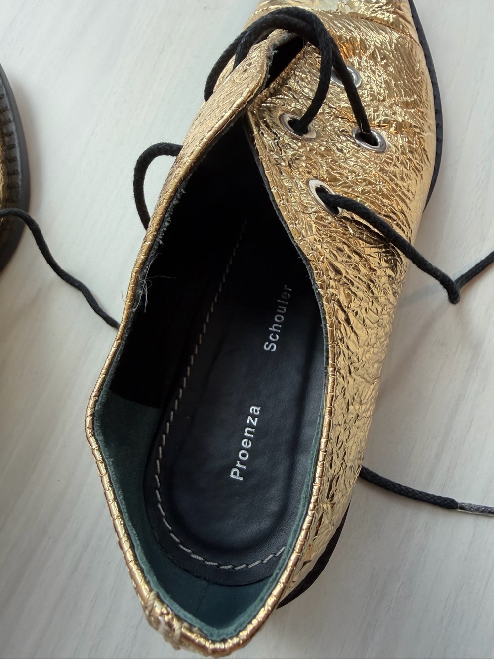 Proenza Schouler crinkled gold oxfords size 39 women - Picture 5 of 5
